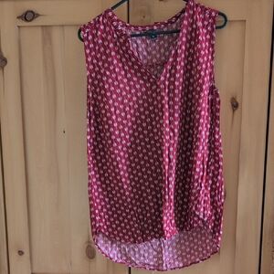 Eddie Bauer Red Printed Sleeveless V-Neck Camisole